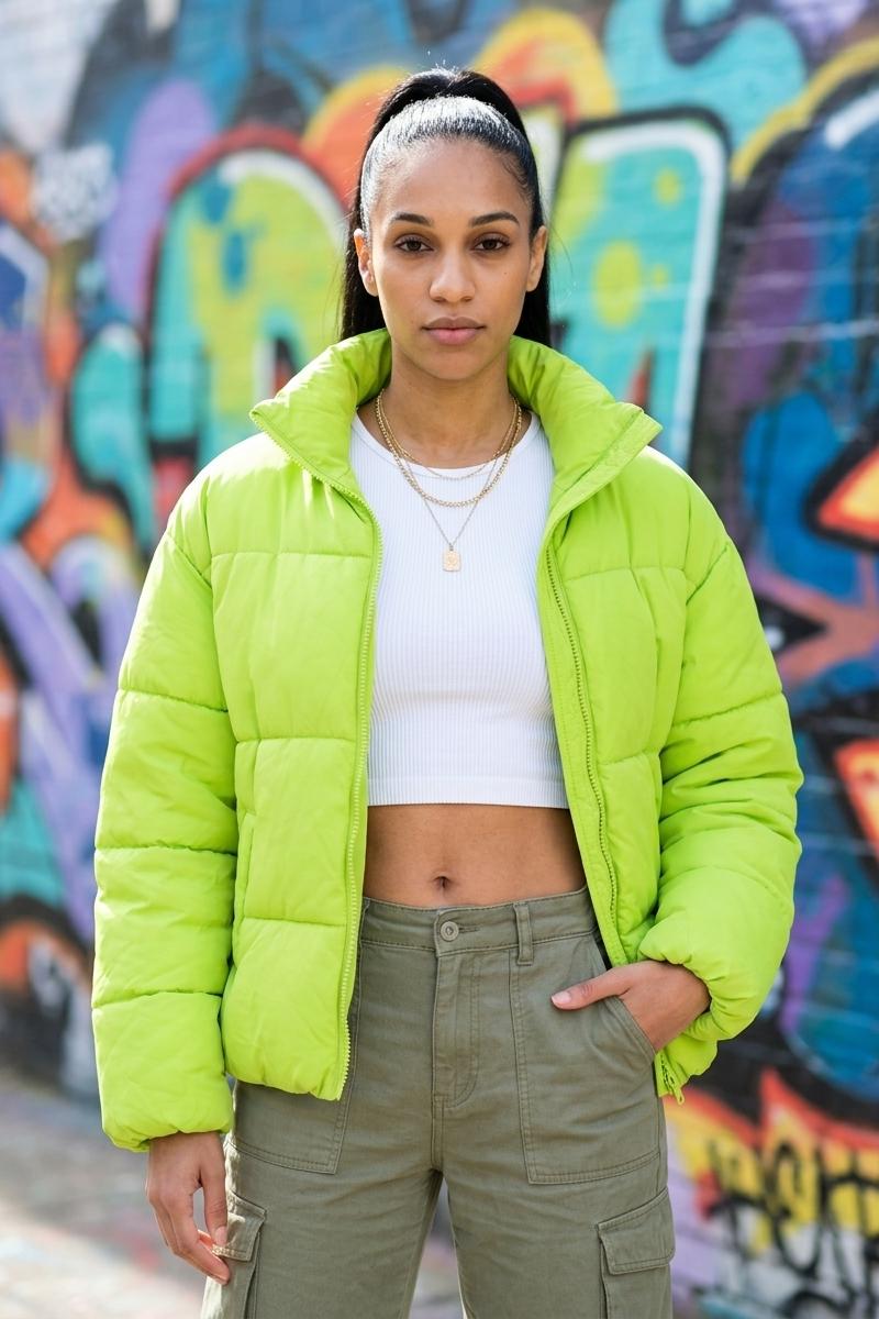 Neon Coat — AI photo style example